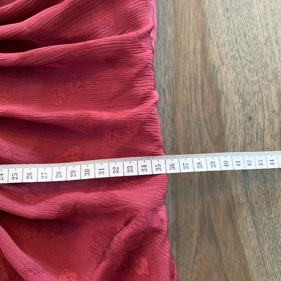 NWT Max Studio Dress Maxi Ruffled Hem Size XS Burgundy Raspberry Color - Picture 9 of 16